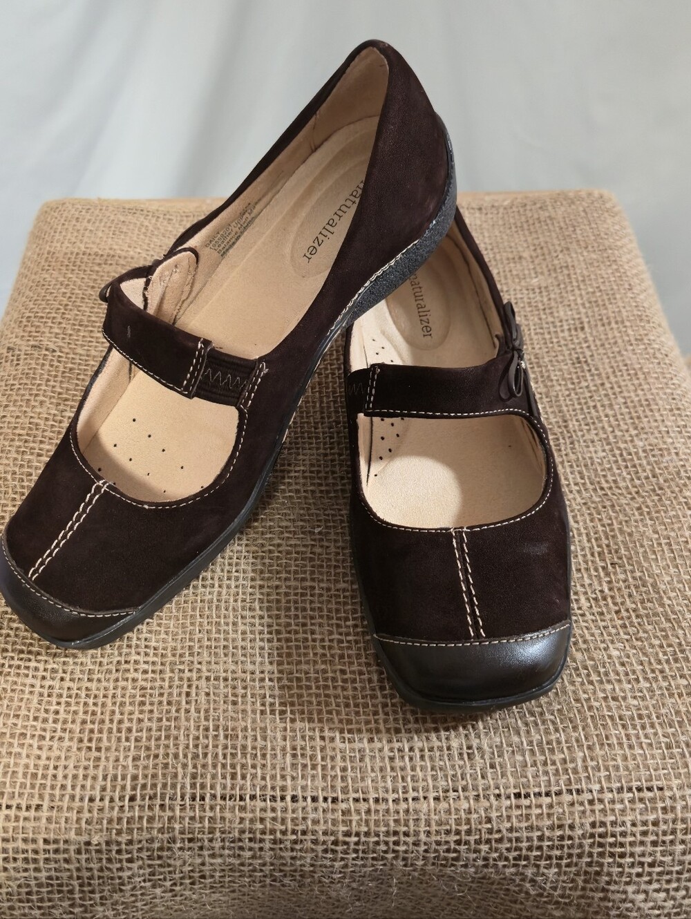 Naturalizer Women's Dark Brown Suede Mary Jane Flats with Strap